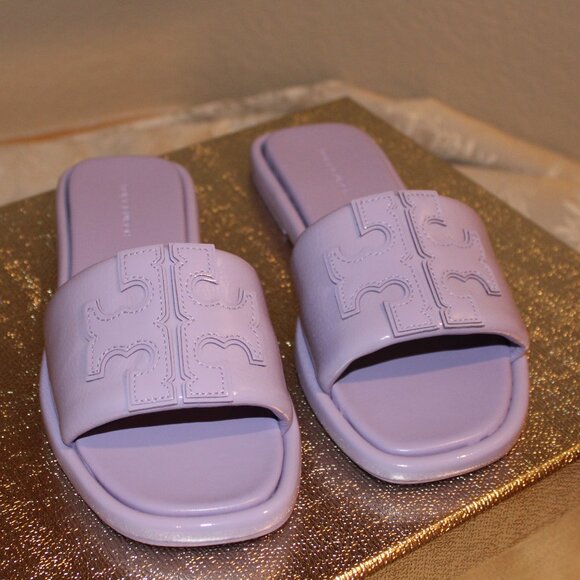 Tory Burch Shoes - Tory Burch Double T Sport Slide - Lavender Cloud Patent Leather
